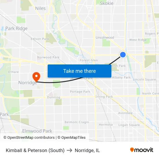 Kimball & Peterson (South) to Norridge, IL map
