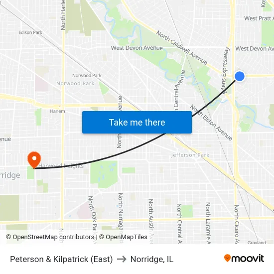Peterson & Kilpatrick (East) to Norridge, IL map