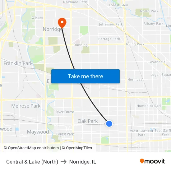 Central & Lake (North) to Norridge, IL map