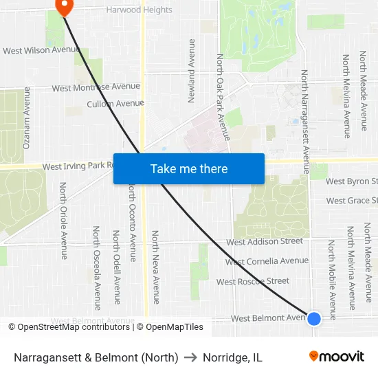 Narragansett & Belmont (North) to Norridge, IL map