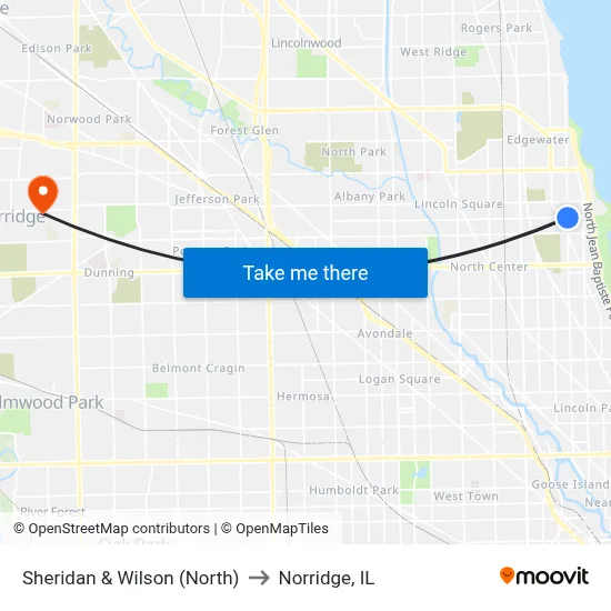 Sheridan & Wilson (North) to Norridge, IL map