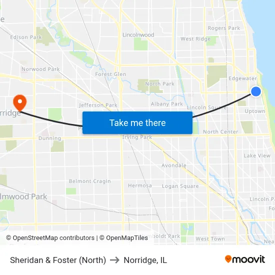 Sheridan & Foster (North) to Norridge, IL map