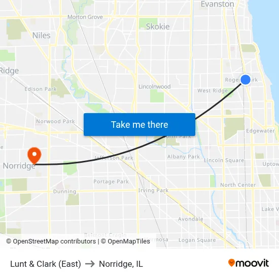 Lunt & Clark (East) to Norridge, IL map