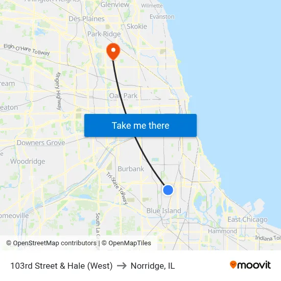 103rd Street & Hale (West) to Norridge, IL map