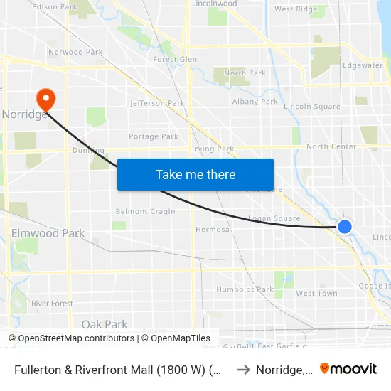 Fullerton & Riverfront Mall (1800 W) (West) to Norridge, IL map