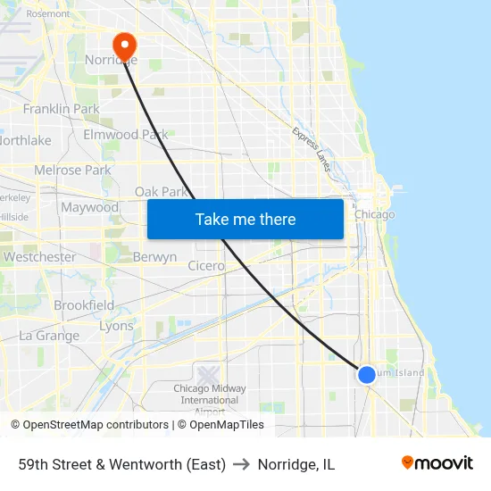 59th Street & Wentworth (East) to Norridge, IL map