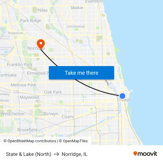 State & Lake (North) to Norridge, IL map