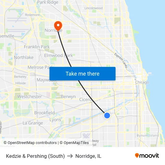 Kedzie & Pershing (South) to Norridge, IL map
