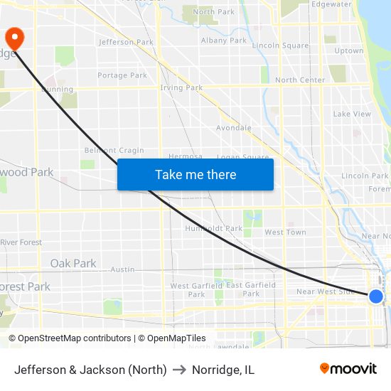 Jefferson & Jackson (North) to Norridge, IL map