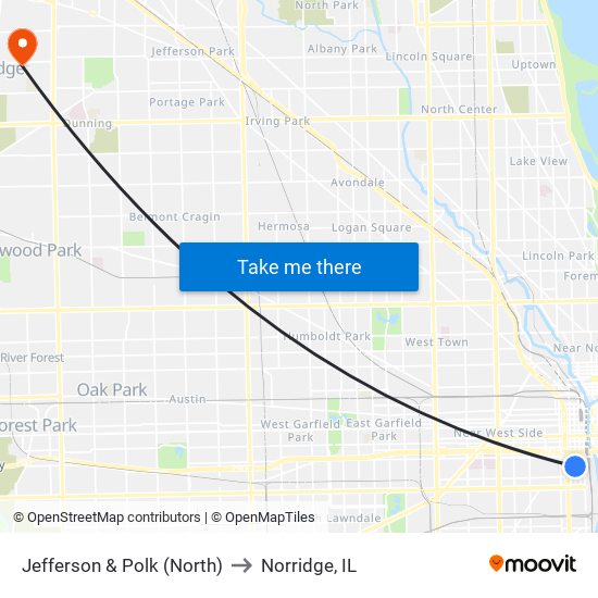 Jefferson & Polk (North) to Norridge, IL map