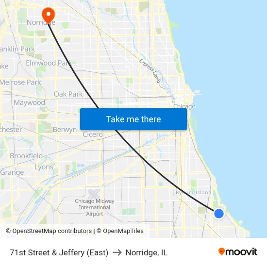 71st Street & Jeffery (East) to Norridge, IL map