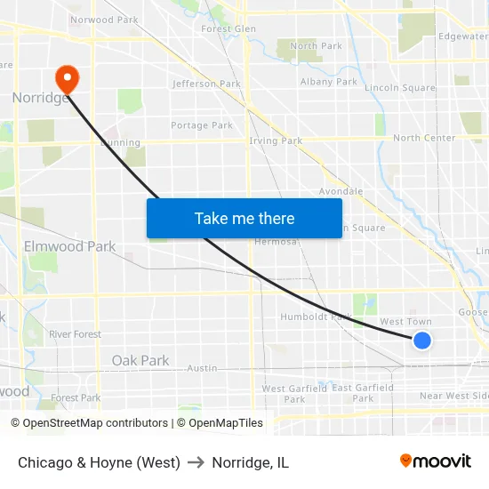 Chicago & Hoyne (West) to Norridge, IL map