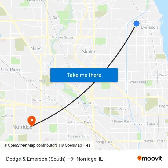 Dodge & Emerson (South) to Norridge, IL map