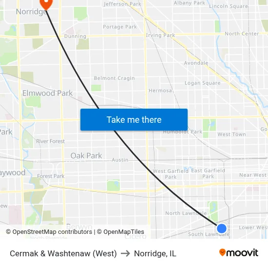 Cermak & Washtenaw (West) to Norridge, IL map