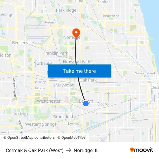 Cermak & Oak Park (West) to Norridge, IL map