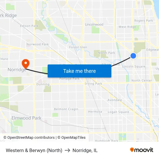 Western & Berwyn (North) to Norridge, IL map