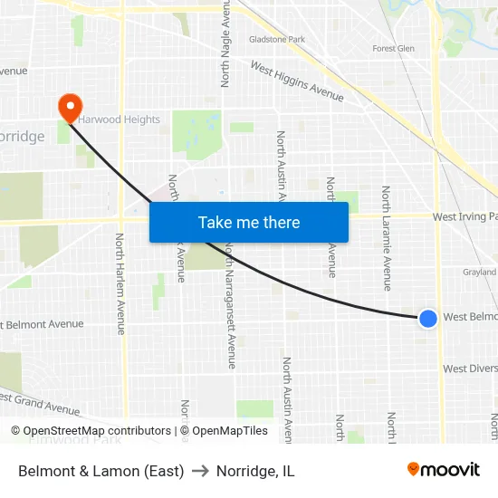 Belmont & Lamon (East) to Norridge, IL map