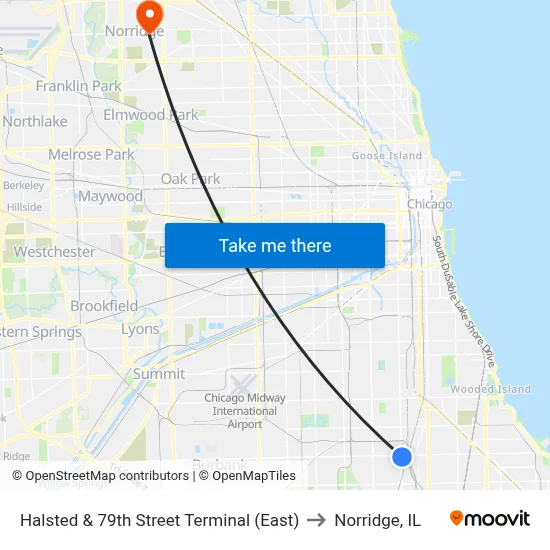 Halsted & 79th Street Terminal (East) to Norridge, IL map