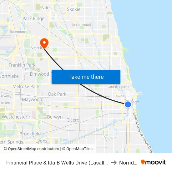 Financial Place & Ida B Wells Drive (Lasalle St Station) (North) to Norridge, IL map