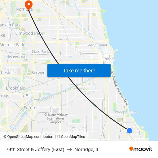 79th Street & Jeffery (East) to Norridge, IL map