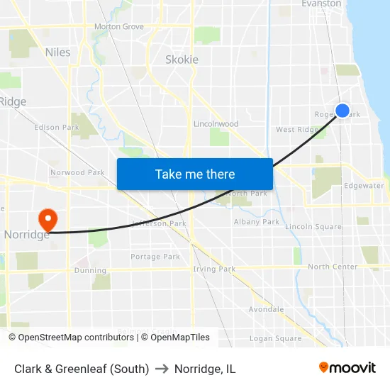 Clark & Greenleaf (South) to Norridge, IL map