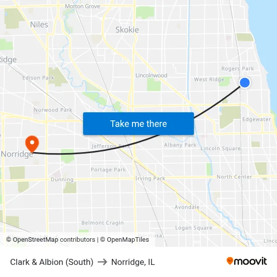 Clark & Albion (South) to Norridge, IL map