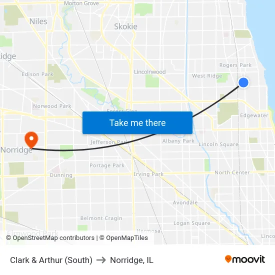 Clark & Arthur (South) to Norridge, IL map