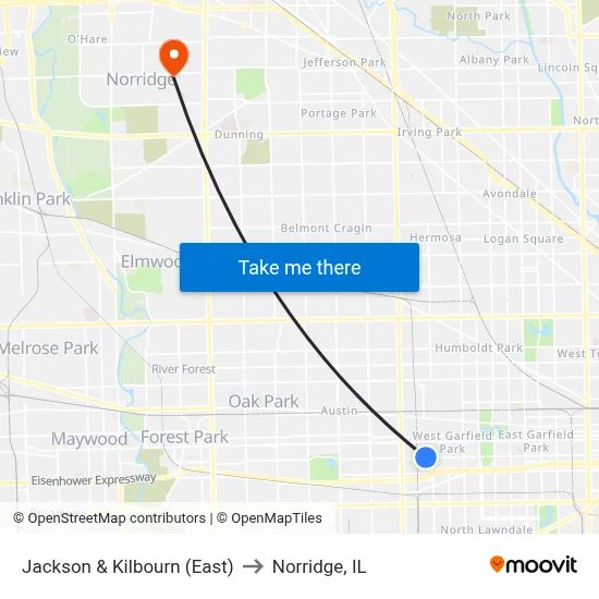 Jackson & Kilbourn (East) to Norridge, IL map