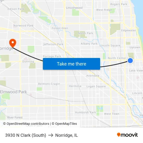 3930 N Clark (South) to Norridge, IL map