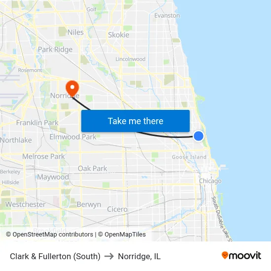 Clark & Fullerton (South) to Norridge, IL map