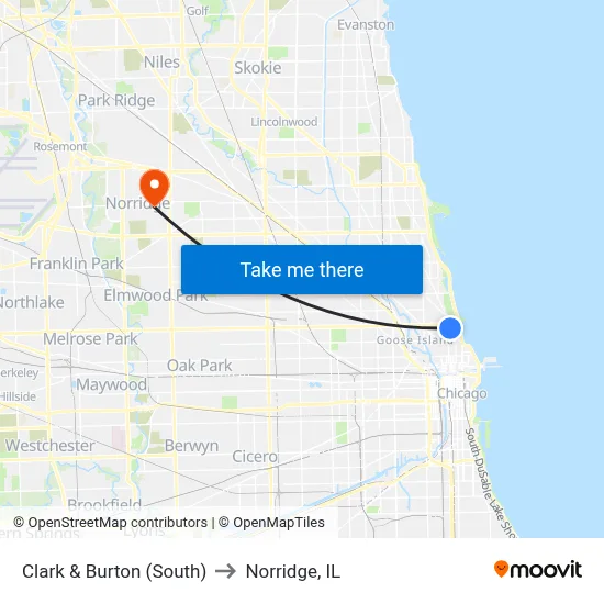 Clark & Burton (South) to Norridge, IL map