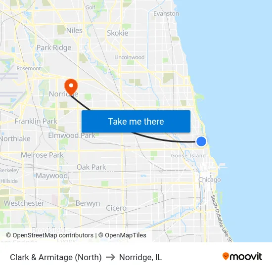 Clark & Armitage (North) to Norridge, IL map