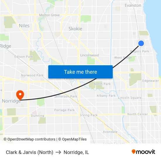 Clark & Jarvis (North) to Norridge, IL map