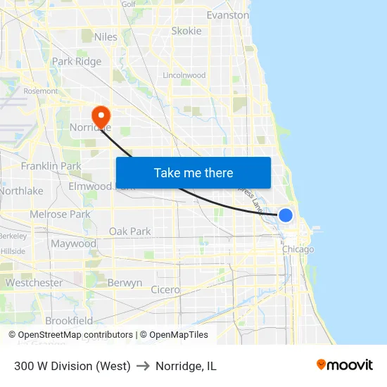 300 W Division (West) to Norridge, IL map