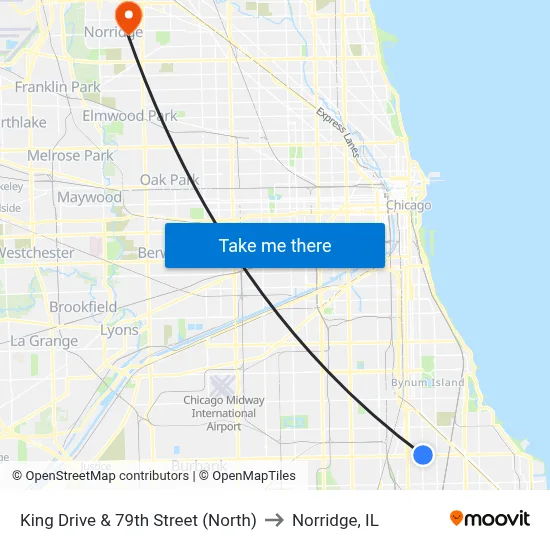 King Drive & 79th Street (North) to Norridge, IL map