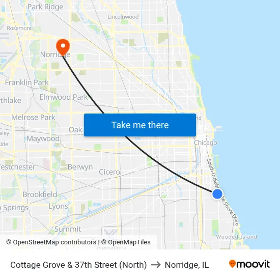 Cottage Grove & 37th Street (North) to Norridge, IL map