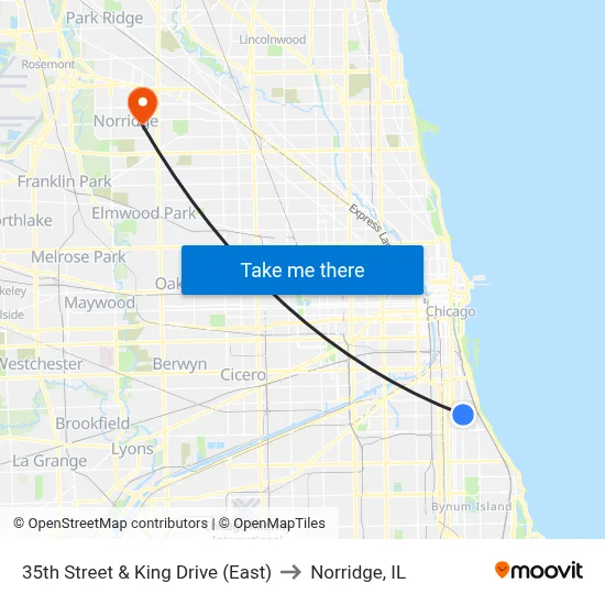 35th Street & King Drive (East) to Norridge, IL map