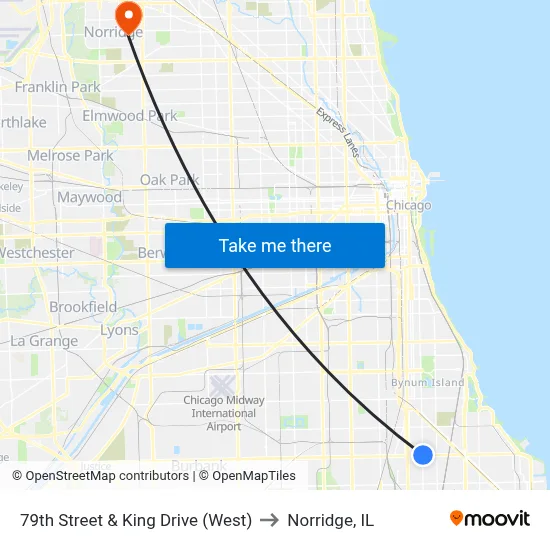 79th Street & King Drive (West) to Norridge, IL map