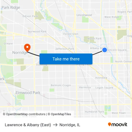 Lawrence & Albany (East) to Norridge, IL map