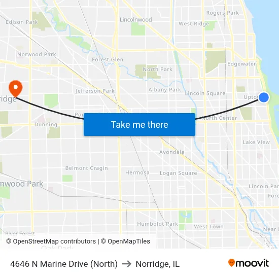 4646 N Marine Drive (North) to Norridge, IL map