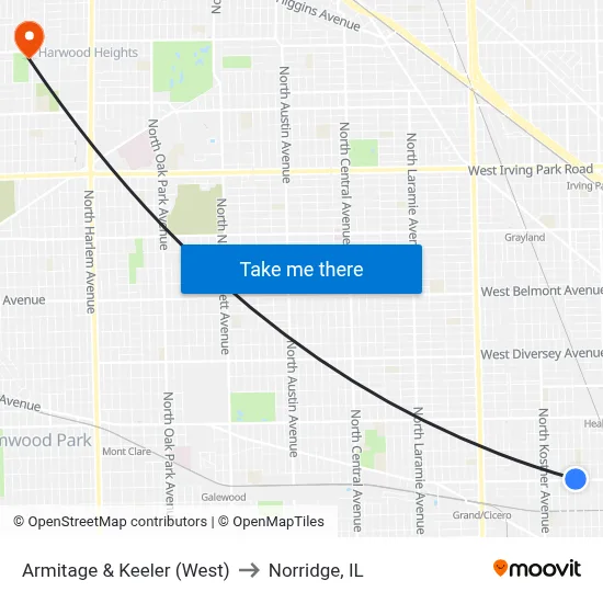Armitage & Keeler (West) to Norridge, IL map
