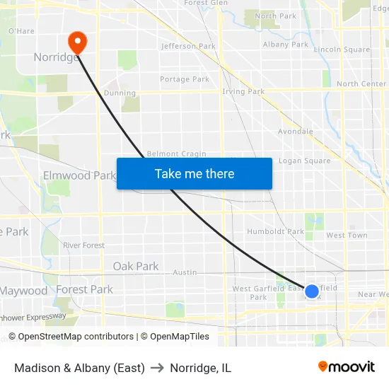 Madison & Albany (East) to Norridge, IL map