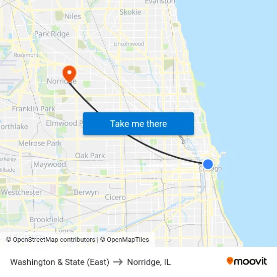 Washington & State (East) to Norridge, IL map