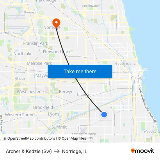 Archer & Kedzie (Sw) to Norridge, IL map