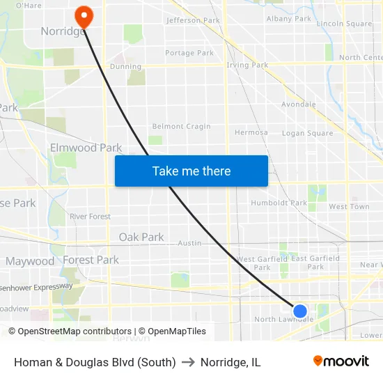 Homan & Douglas Blvd (South) to Norridge, IL map