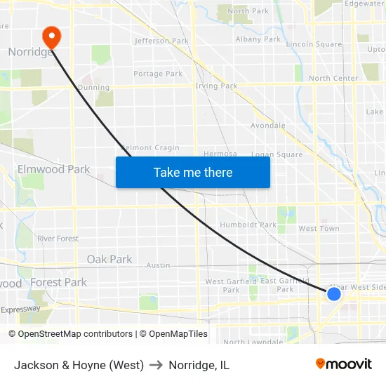 Jackson & Hoyne (West) to Norridge, IL map