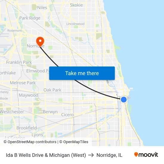 Ida B Wells Drive & Michigan (West) to Norridge, IL map