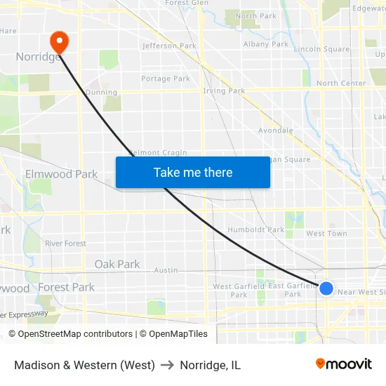 Madison & Western (West) to Norridge, IL map
