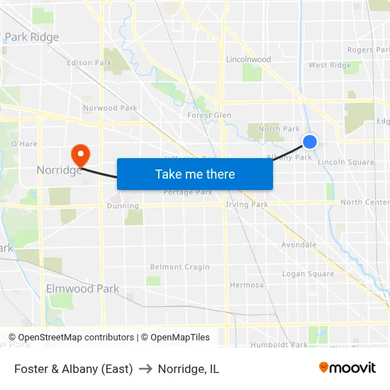 Foster & Albany (East) to Norridge, IL map