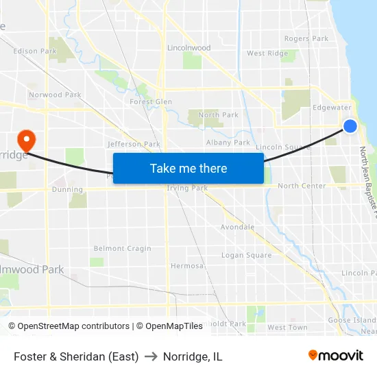 Foster & Sheridan (East) to Norridge, IL map